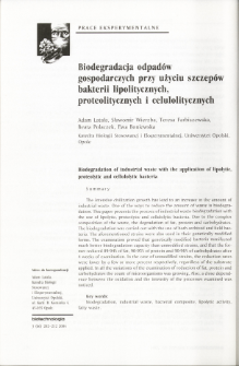 Biodegradation of industrial waste with the application of lipolytic, proteolytic and cellulolytic bacteria