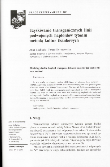 Obtaining double haploid transgenic tobacco lines by the tissue culture method
