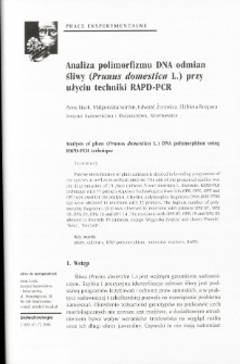 Analysis of plum (Prunus domestica L.) DNA polymorphism using RAPD-PCR technique