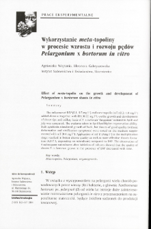 Wykorzystanie meta-topoliny w procesie wzrostu i rozwoju pędów Pelargonium x hortorum in vitro