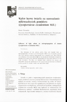 Influence of light colour on micropropagation of tomato (Lycopersicon esculentum Mill.)