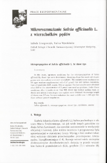 Micropropagation of Salvia officinalis L. by shoot tips