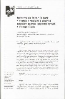 The application of the tissue cultures in protection of rare and threatened species of ferns from Lower Silesia