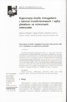 Regeneration of Oxalis triangularis from hairy roots and the influence of glutathione on anthocyanin production