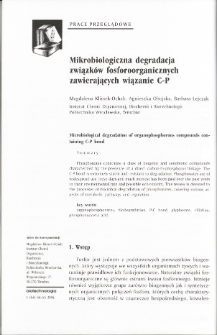 Mikrobiologiczna degradacja związków fosforoorganicznych zawierających wiązanie C-P