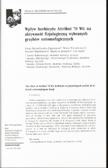 The effect of Attribut 70 WG herbicyde on physiological activity of selected entomophagous fungi