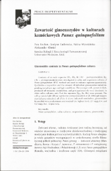 Zawartość ginsenozydów w kulturach komórkowych Panax quinquefolium