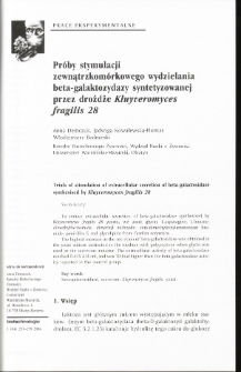 Trials of stimulation of extracellular secretion of beta-galactosidase synthesised by Kluyveromyces fragilis 28