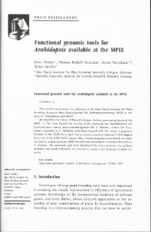 Functional genomic tools for Arabidopsis available at the MPIZ
