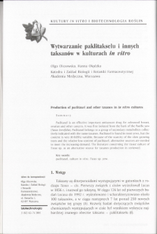 Wytwarzanie paklitakselu i innych taksanów w kulturach in vitro