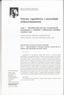 Selected issues of non-conventional enzymology Part I - Characterisation of enzymatic processes carried out in amedium with subcritically low water content