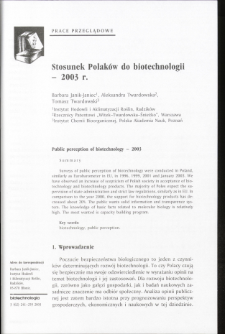 Stosunek Polaków do biotechnologii- 2003 r.