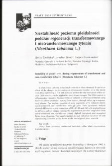 Instability of ploidy level during regeneration of transformed andnon-transformed tobacco (Nicotiana tabacum L.)