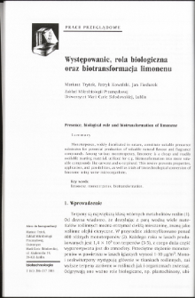 Presence, biological role and biotransformation of limonene
