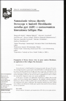 Propagation of Derzsy disease virus in goose embryo fibroblasts. An application of the Celligen Plus bioreactor