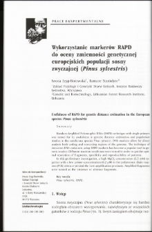 Wykorzystanie markerów RAPD do oceny zmienności genetycznej europejskich populacji sosny zwyczajnej (Pinus sylvestris)