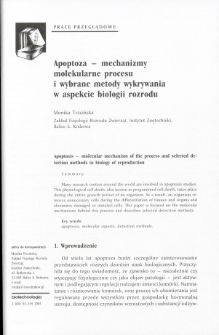 Apoptoza - mechanizmy molekularne procesu i wybrane metody wykrywania w aspekcie biologii rozrodu