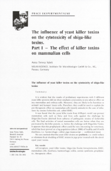 The influence of yeast killer toxinson the cytotoxicity of shiga-liketoxins.Part I - The effect of killer toxinson mammalian cells