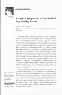 European Symposium on BiochemicalEngineering Science