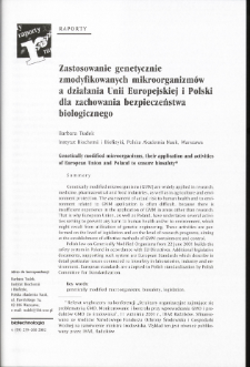 Zastosowanie genetycznie zmodyfikowanych mikroorganizmów a działania Unii Europejskiej i Polski dla zachowania bezpieczeństwa biologicznego