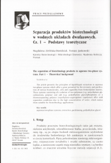 The separation of biotechnology products in aqueous two-phase systems. Part I - Theoretical background