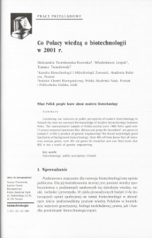 Co Polacy wiedzą o biotechnologii w 2001 r.