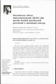Enzyme-linked immunosorbent assay (ELISA) as a method for detection of specific antibodies in animal sera