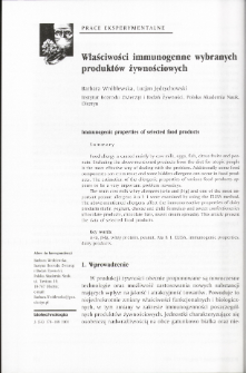 Immunogenic properties of selected food products