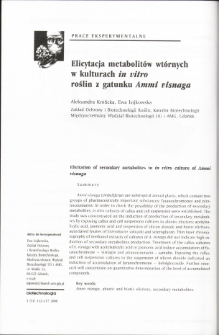 Elicitation of secondary metabolites in in vitro culture of Ammi visnaga