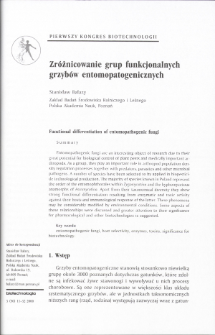 Zróżnicowanie grup funkcjonalnych grzybów entomopatogenicznych