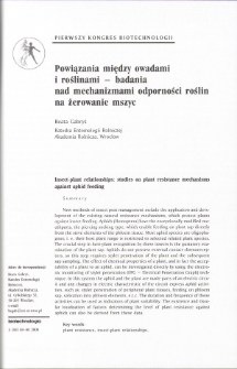 Insect-plant relationships: studies on plant resistance mechanisms against aphid feeding