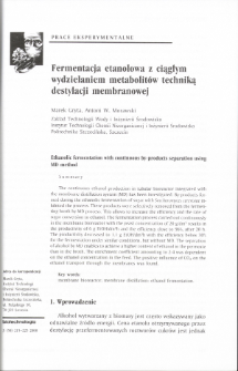Fermentacja etanolowa z ciągłym wydzielaniem metabolitów techniką destylacji membranowej