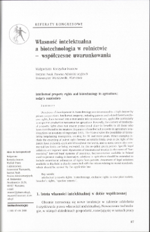 Własność intelektualna a biotechnologia w rolnictwie- współczesne uwarunkowania