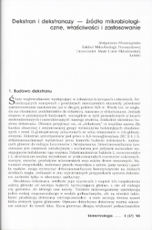 Dekstran i dekstranazy - źr&oacute;dła mikrobiologiczne, właściwości i zastosowanie