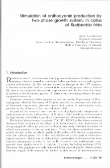 Stimulation of anthocyanin production by two-phase growth system, in callus of Rudbeckia hirta