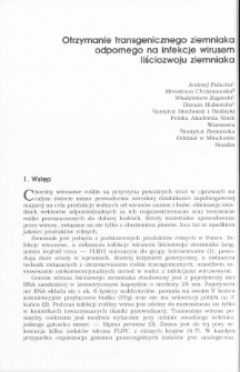 Otrzymanie transgenicznego ziemniaka odpornego na infekcje wirusem liściozwoju ziemniaka