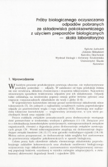 Próby biologicznego oczyszczania odpadów pobranych ze składowiska pokoksowniczego z użyciem preparatów biologicznych— skala laboratoryjna