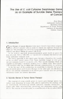 The Use of E. coli Cytosine Deaminase Gene as an Example of Suicide Gene Therapy of Cancer