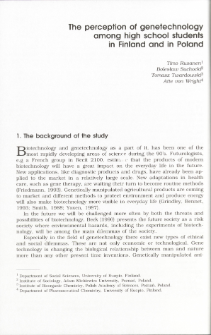 The perception of genetechnology among high school students in Finland and in Poland