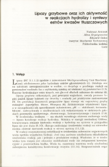 Fungus lipases and their activity in the hydrolysis reaction and in the synthesis of fatty acid esters