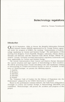 Biotechnology regulations