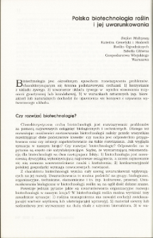 Plant biotechnology in Poland and its determinants