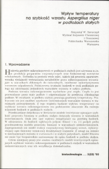 The influence of temperature on solid state culture of Aspergillus niger