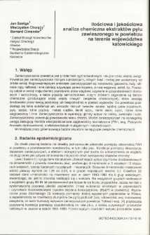 Ilościowa i jakościowa analiza chemiczna ekstrakt&oacute;w pyłu zawieszonego w powietrzu na terenie wojew&oacute;dztwa katowickiego