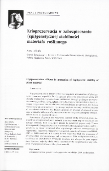 Krioprezerwacja w zabezpieczaniu (epi) genetycznej stabilności materiału roślinnego
