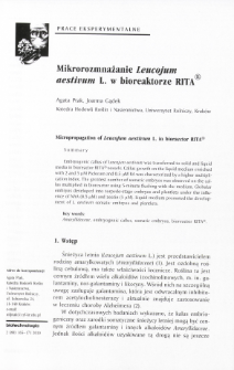 Mikrorozmnażanie Leucolum aesHvum L. w bioreaktorze RITA®