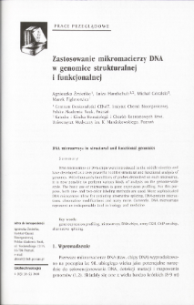 Zastosowanie mikromacierzy DNA w genomice strukturalnej i funkcjonalnej