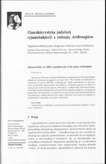 Characteristics of edible cyanobacteria of the genus Arthrospira