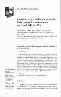 Konstrukcja plazmidowych wektorów bicistronowych i zastosowanie do transfekcji in vitro