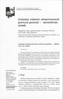 Produkcja wektorów adenowirusowych pierwszej generacji - optymalizacja metody